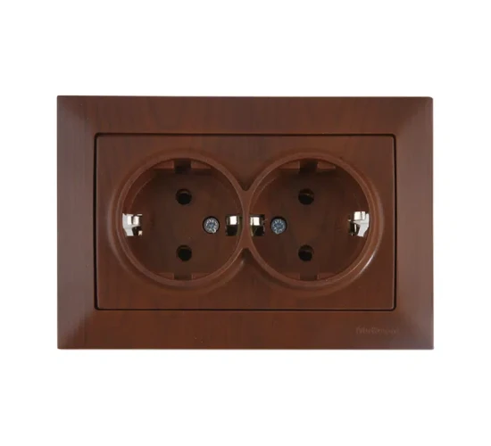 Контакт шуко двоен 16А орех Candela Mutlusan.png